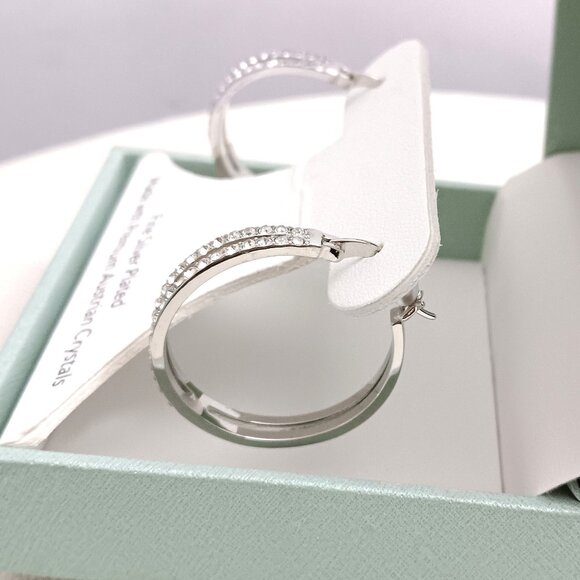 Sofia James Silver Plated Austrian Crystal Hoop Pierced Earrings NEW - Picture 3 of 3